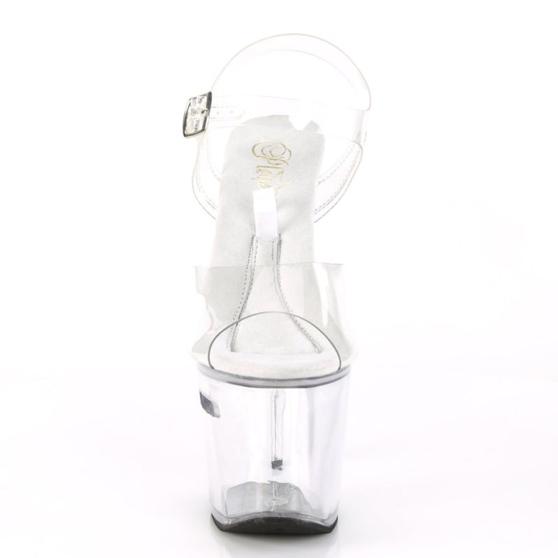 Pleaser Tipjar-708RAD Plateau High Heels Damen Clear | GWMQUOBPD