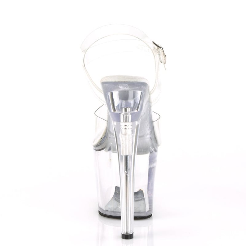 Pleaser Tipjar-708RAD Plateau High Heels Damen Clear | GWMQUOBPD