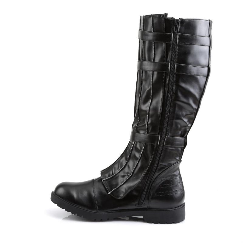Pleaser Walker-130 Vegan Leather Kniehohe Stiefel Herren Schwarz | XGZCHJKFC